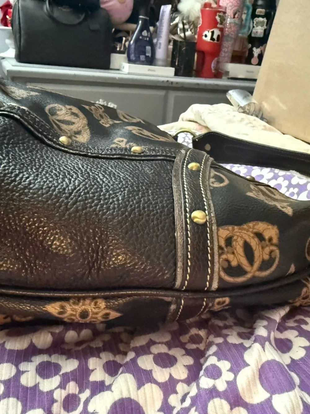 Sharif Vintage Y2K Leather Star Studded Hobo Bag